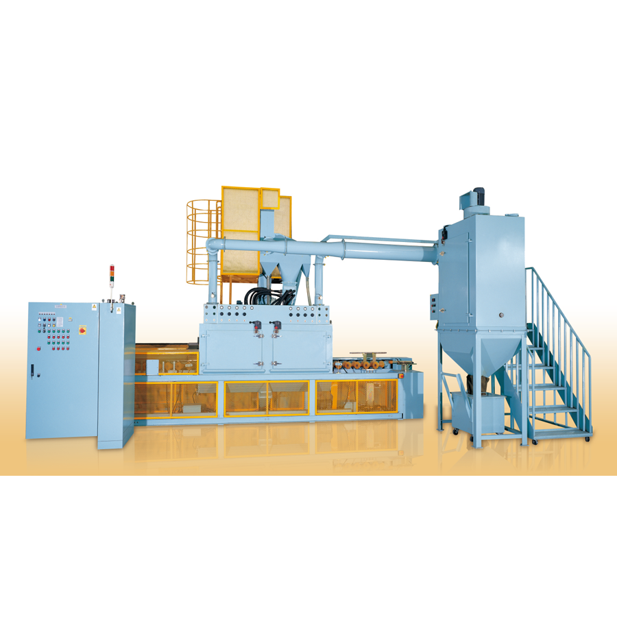 Automatic sandblasting machine for automotive transmission shafts